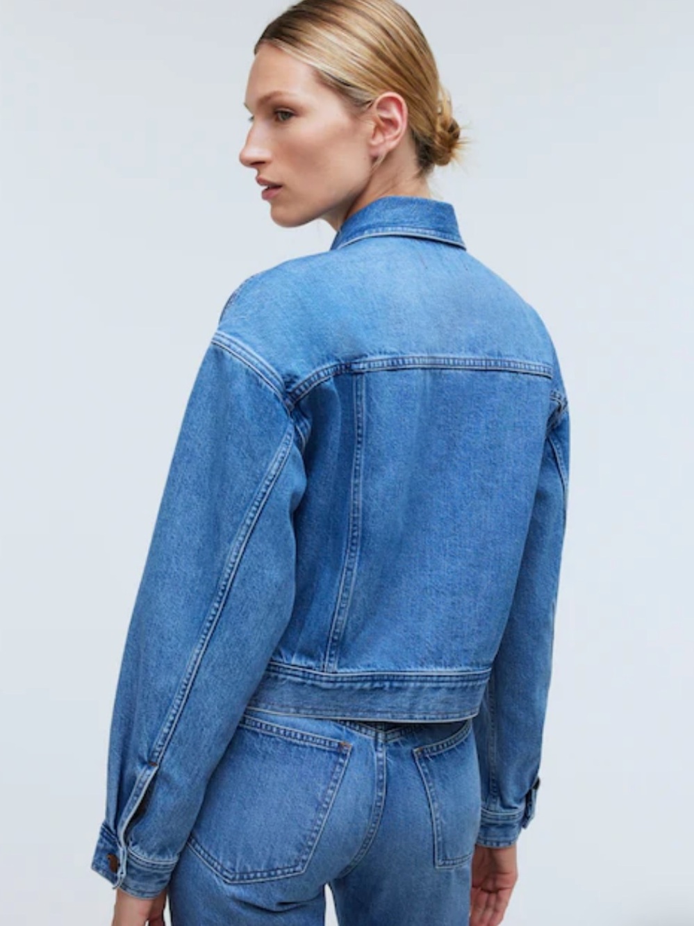 Madewell Button Front Cropped Denim Jacket, Size L, NWOT - Picture 5 of 7